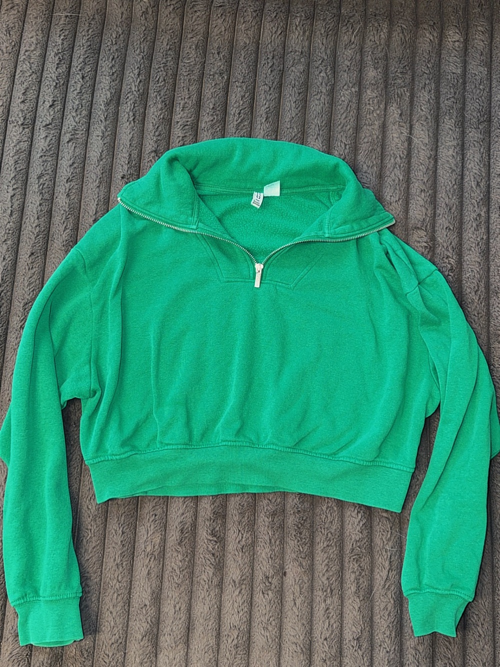 Green Quarter-Zip Cropped Pullover